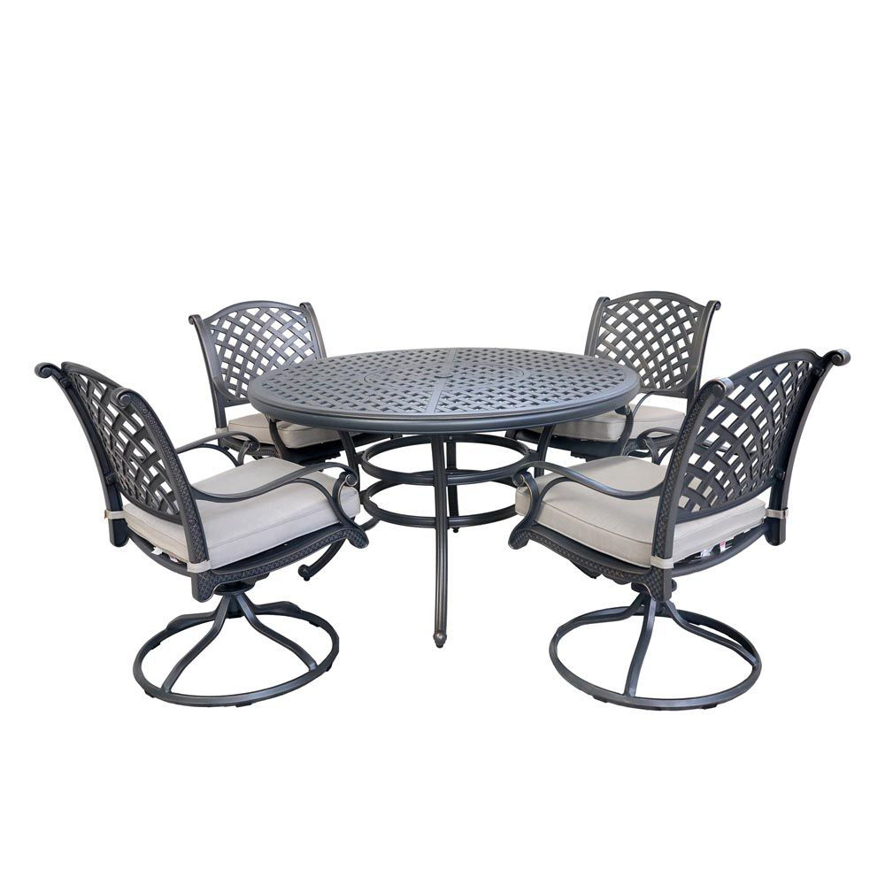 Silver Outdoor 5Piece Dining Set With Four Swivel Chairs American