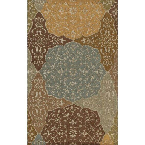 Picture of Apricot and Bronze Hand-Tufted Contemporary Arabesque Wool and Viscose Rug