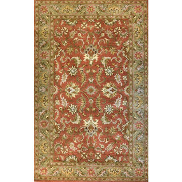 Rust and Sage Floral Hand-Tufted Traditional Wool Rug
