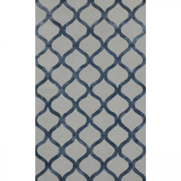 Royal and Cream Chain Link Hand-Tufted Traditional Wool and Viscose Rug