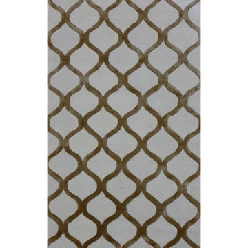 Hazel and White Chain Link Hand-Tufted Traditional Wool and Viscose Rug