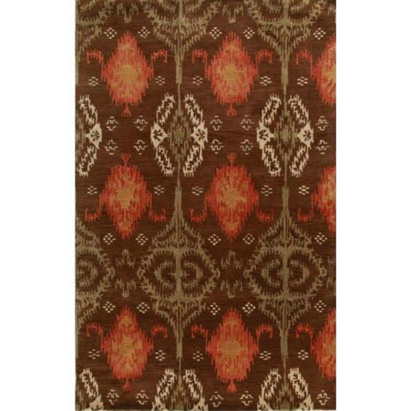 Cinnamon and Apricot Hand-Tufted Southwestern Wool Rug