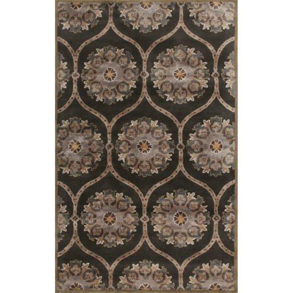 Picture of Charcoal Gray and Taupe Baroque Hand-Tufted Traditional Wool Rug