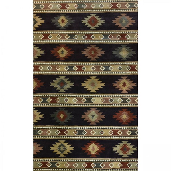 Picture of Onyx and Gold Hand-Tufted Southwestern Wool Rug