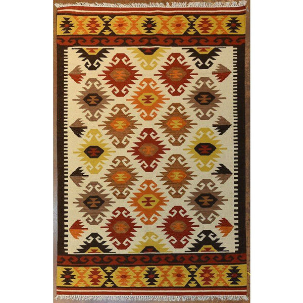 Picture of Autumn Colored Flatwoven Kilim Southwestern Wool Rug