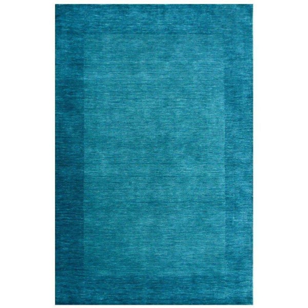 Blue Green Hand-Tufted Transitional Wool Rug