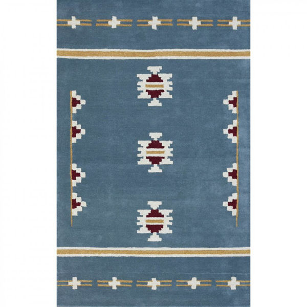 Picture of Blue, Gold and Maroon Hand-Tufted Southwest Wool Rug