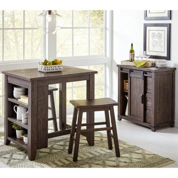 Storage Table With 2 Stools - Brown
