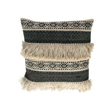 Black And White Fringe Pillow