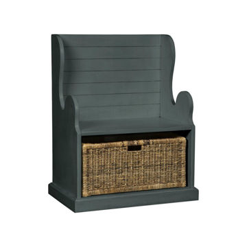 31" Hall Seat with Basket - Light Blue