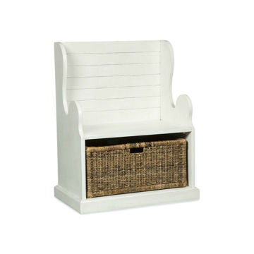 31" Hall Seat With Basket - White