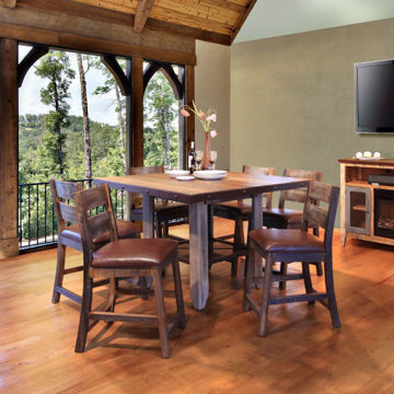 Antique Gathering Table and 4 Stools