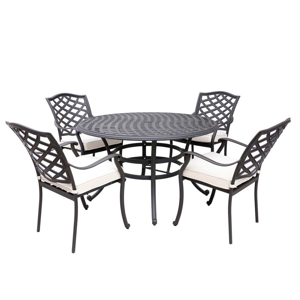 Paseo 5Piece Outdoor Round Dining Set With Arm Chairs American Home