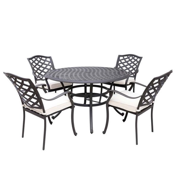 Paseo 5-Piece Outdoor Round Dining Set With Arm Chairs