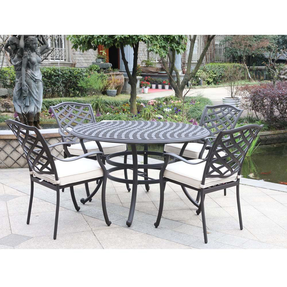 Paseo 5Piece Outdoor Round Dining Set With Arm Chairs American Home