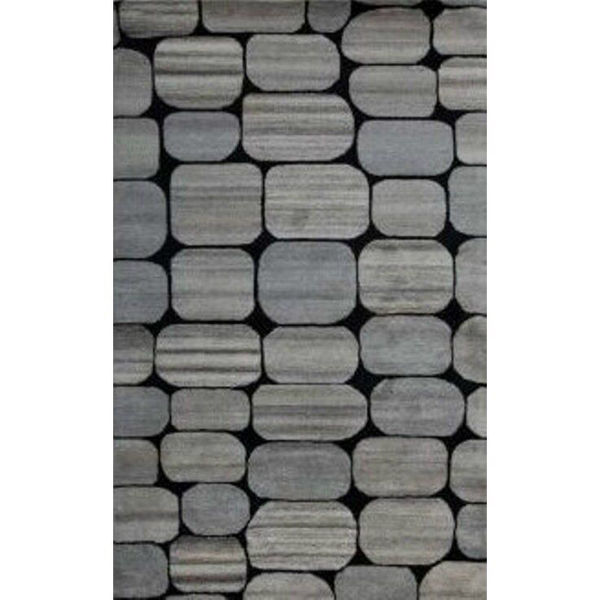 Picture of Black and Silver Hand-Tufted Contemporary Wool Rug - 8' x 11'
