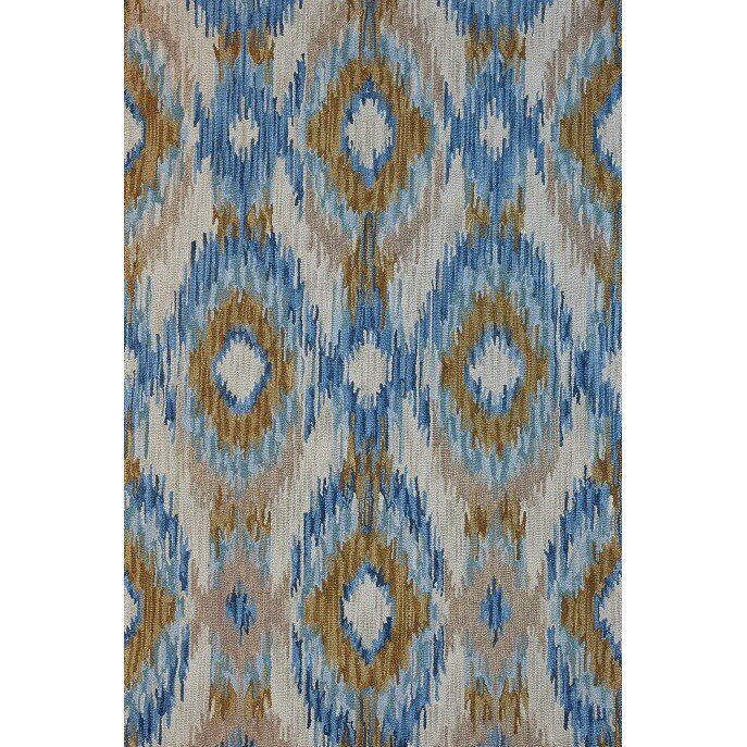Cream Hand Tufted Southwest Wool Rug, Cream Brown And Blue Rug
