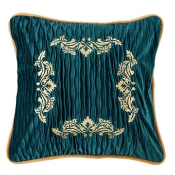 Picture of Loretta Velvet Embroidery Pillow - Teal