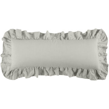 Picture of Luna Washed Linen Ruffled Lumbar Pillow - Gray