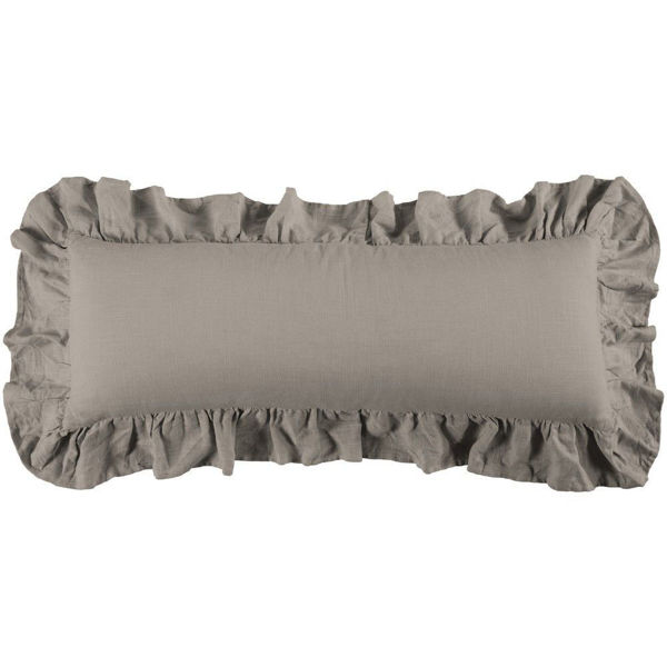Picture of Luna Washed Linen Ruffled Lumbar Pillow - Taupe