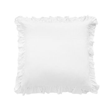Picture of Lily Washed Linen Ruffled Euro Sham - White
