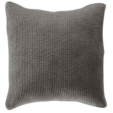 Picture of Stonewashed Cotton Quilted Velvet Euro Sham - Gray