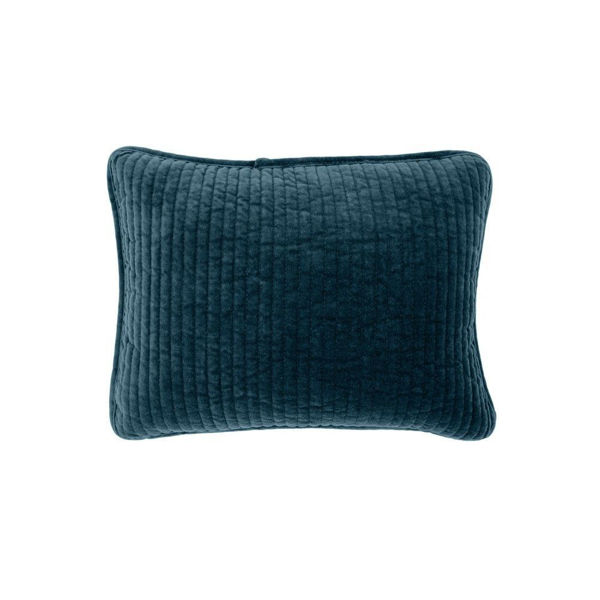 Picture of Stonewashed Cotton Velvet Boudoir Pillow - Blue