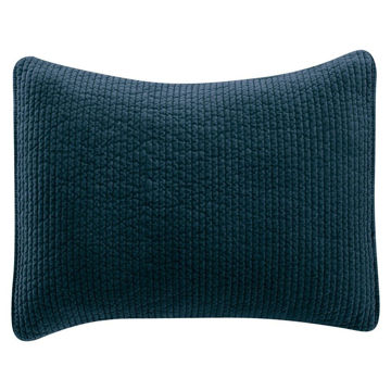 Picture of Stonewashed Cotton Quilted Velvet 34" Sham - Blue