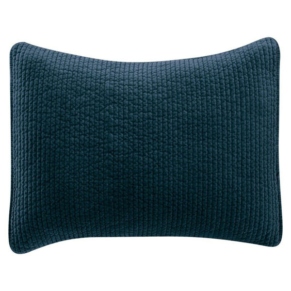 Picture of Stonewashed Cotton Quilted Velvet Sham - Blue