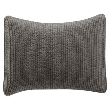 Picture of Stonewashed Cotton Quilted Velvet Sham - Gray