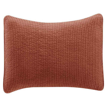 Picture of Stonewashed Cotton Quilted Velvet Sham - Salmon