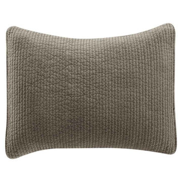 Picture of Stonewashed Cotton Quilted Velvet Sham - Taupe