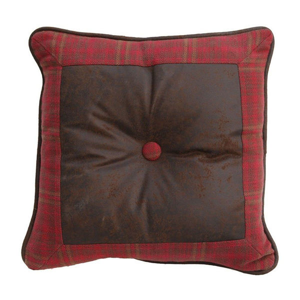 Picture of Cascade Lodge Square Faux Leather Plaid Pillow