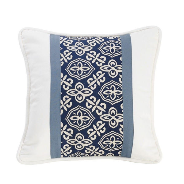 Picture of Nautical Pieced Pillow with printed stripe detail
