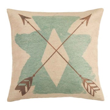 Picture of Burlap turquoise aztec Pillow