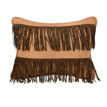 Picture of Fringed Faux Leather Pillow