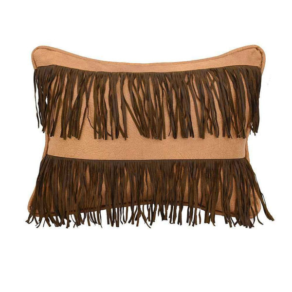 Picture of Fringed Faux Leather Pillow