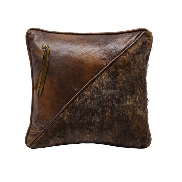 Picture of Half Faux Fur and Faux Leather Pillow