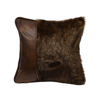 Picture of Fur and Faux Leather Pillow