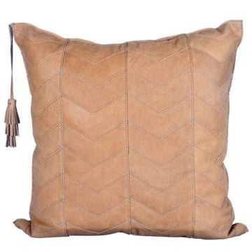 Picture of Genuine Leather Chevron Tassel Pillow