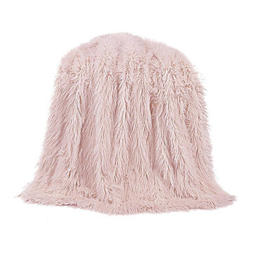Picture of Mongolian Fur Throw - Blush