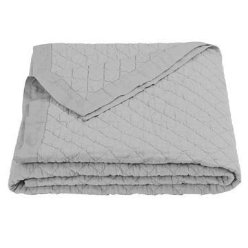 Picture of Diamond Pattern Linen Quilt - Gray