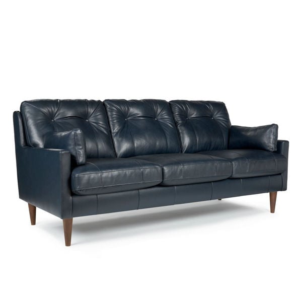 Trevin Leather Sofa Navy American, Navy Leather Sofa