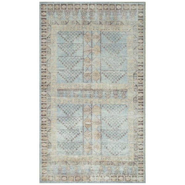 Picture of Antiqued Light Blue Tribal Area Rug