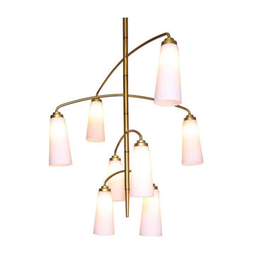 Picture of Bamboo 8-Light Glass Chandelier - Gold