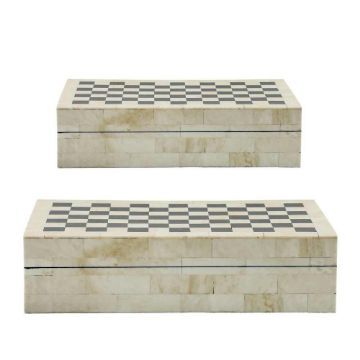 Picture of Asher Checkered Boxes - Set of 2 - Black and White