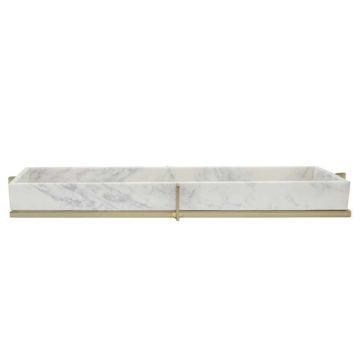 Picture of Marble 24" x 9" Tray with Metal Base - White