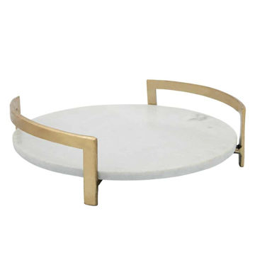Picture of Metal 14" Tray with Marble - Gold