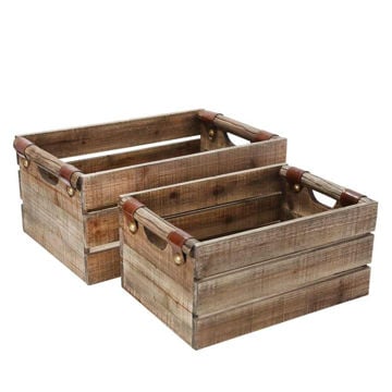 Picture of Wood Boxes - Set of 2 - Brown