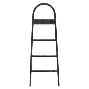 Picture of Wooden 68" Decorative Ladder with Hooks - Black